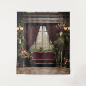 Gothic Moody Donker Victoriaans Bourgogne Parlor Wandkleed (Voorkant)