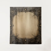 Gothic Moody Donker Zwart & Oud Ivoor Creepy Webs Wandkleed (Voorkant)