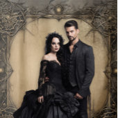 Gothic Moody Donker Zwart & Oud Ivoor Creepy Webs Wandkleed