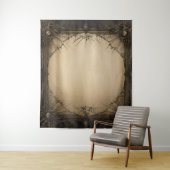 Gothic Moody Donker Zwart & Oud Ivoor Filigraan Wandkleed (In situ)