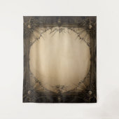 Gothic Moody Donker Zwart & Oud Ivoor Filigraan Wandkleed (Voorkant)