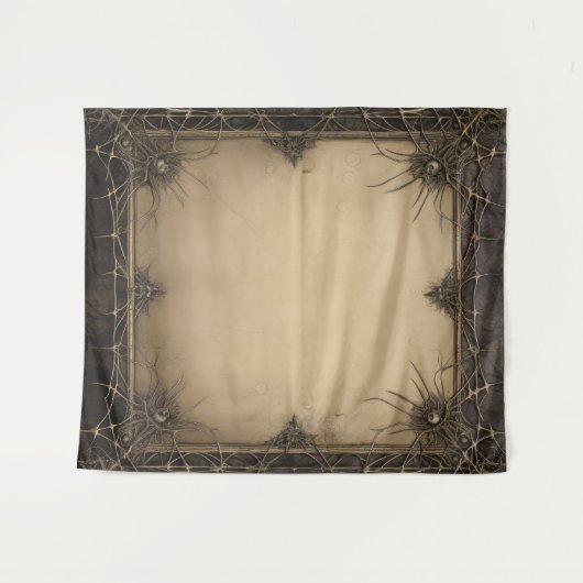 Gothic Moody Donker Zwart & Oud Ivoor Vines & Skul Wandkleed (Voorkant (horizontaal))