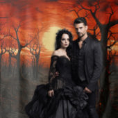 Gothic Moody Donkerrood Bloed Maan & Spooky Bomen Wandkleed