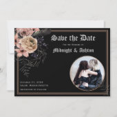 Gothic Moody Floral Circle Photo Save the Date (Voorkant)