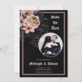 Gothic Moody Floral Circle Photo Save the Date (Voorkant)