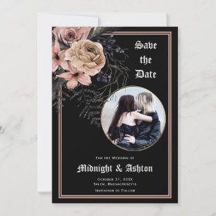 Gothic Moody Floral Circle Photo Save the Date
