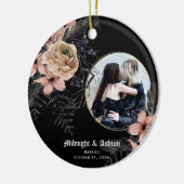 Gothic Moody Floral Foto Getrouwd Keramisch Ornament (Links)