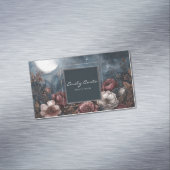 Gothic Moody Floral Red Cream Peony Gold Frame Magnetisch Visitekaartje (Voorbeeld)