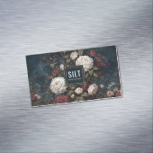 Gothic Moody Floral Red Cream Peony Gold Frame Magnetisch Visitekaartje (Voorbeeld)
