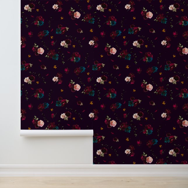 Gothic Moody Flowers Behang (Applicatie)