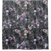 Gothic Moody Flowers Schedels en Kraaien Douchegordijn (Voorkant)