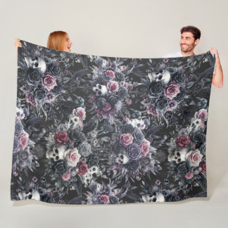 Gothic Moody Flowers Schedels en Kraaien Fleece Deken