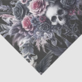 Gothic Moody Flowers Schedels en Kraaien Tissuepapier (Detail)