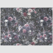 Gothic Moody Flowers Schedels en Kraaien Tissuepapier (Voorkant)