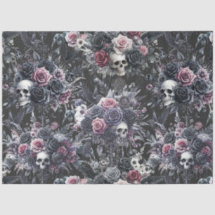 Gothic Moody Flowers Schedels en Kraaien Tissuepapier