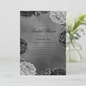 Gothic Moody Monochrome Grey Floral Vrijgezellenfe Kaart (Staand voorkant)