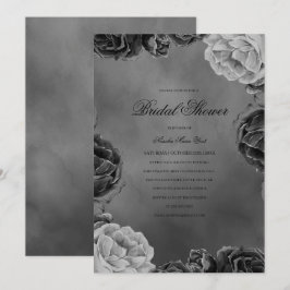 Gothic Moody Monochrome Grey Floral Vrijgezellenfe Kaart