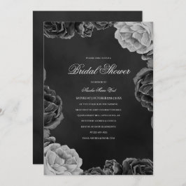 Gothic Moody Monochrome Grey Floral Vrijgezellenfe Kaart