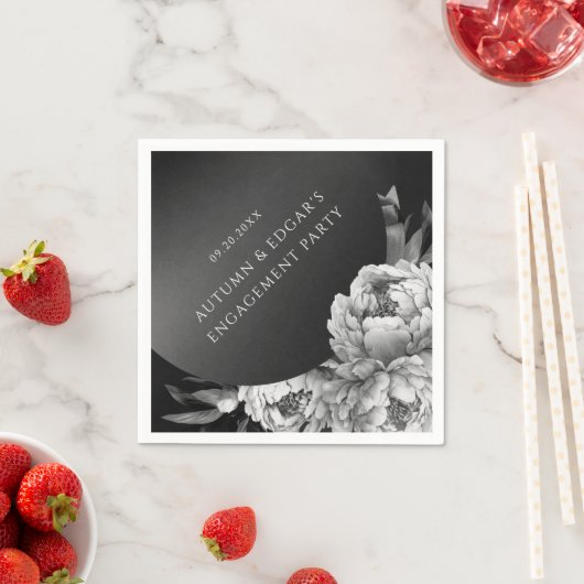 Gothic Moody Pioenenbruiloft Douche Party Servet (Insitu)