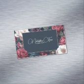 Gothic Moody Rose Floral Gold Frame Dark Romance Magnetisch Visitekaartje (Voorbeeld)
