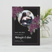 Gothic Moody Rozen Circle Foto Save the Date Kaart (Staand voorkant)