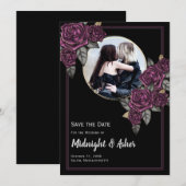 Gothic Moody Rozen Circle Foto Save the Date Kaart (Voorkant / Achterkant)