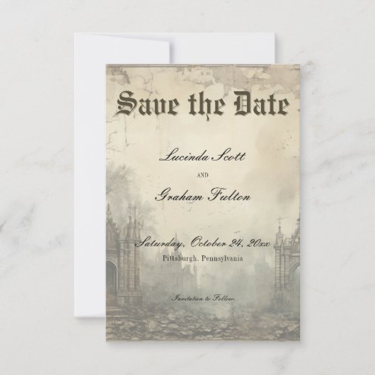 Gothic Moody Scenes  Cream & Black Save The Date (Voorkant)