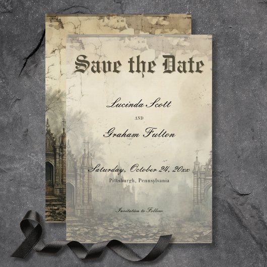 Gothic Moody Scenes  Cream & Black Save The Date