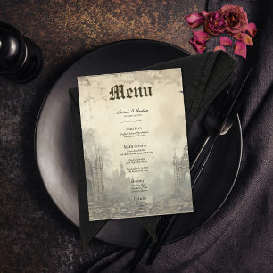 Gothic Moody Scènes  Cream & Zwart Bruiloft Menu