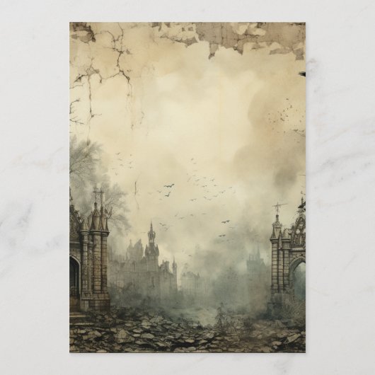 Gothic Moody Scènes  Cream & Zwart Bruiloft Menu (Achterkant)