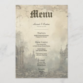 Gothic Moody Scènes  Cream & Zwart Bruiloft Menu (Voorkant)