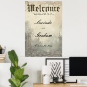 Gothic Moody Scènes  Cream & Zwart Bruiloft Poster (Thuiskantoor)