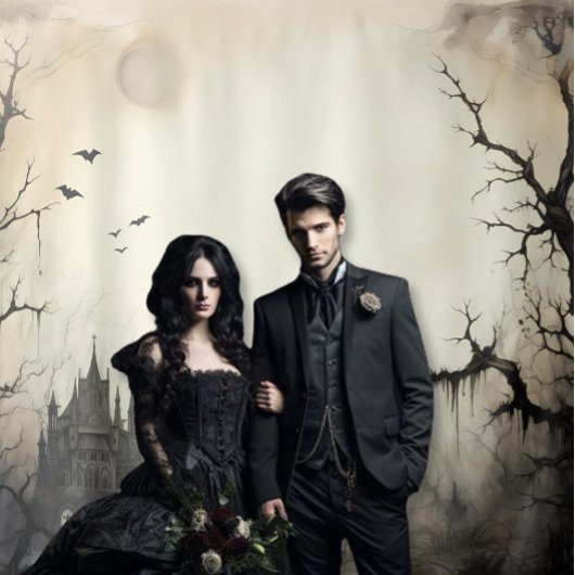 Gothic Moody Scènes Kasteel & Vleermuizen Cream & Wandkleed