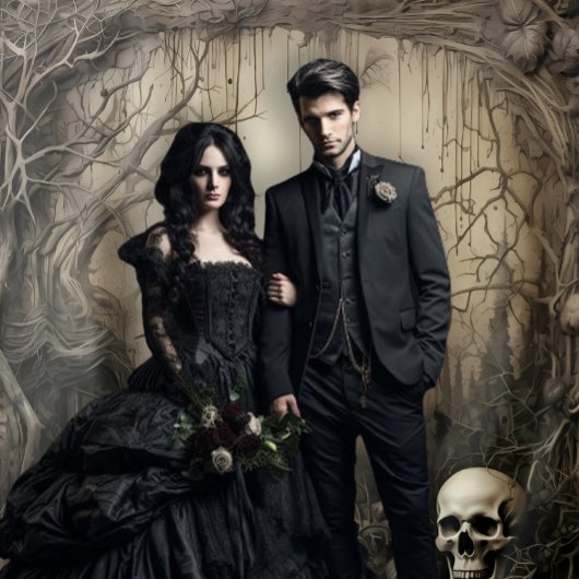 Gothic Moody Scènes Schedel & Spider Cream & Zwart Wandkleed