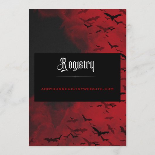 Gothic Moody Vampire Bat Bruids Douche Uitnodiging (Achterkant)