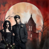 Gothic Moody Volle Maan & Kasteel Nacht Wandkleed