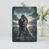 Gothic Moody Western Cowboy Wedding Save The Date (Staand voorkant)
