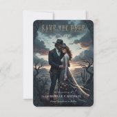 Gothic Moody Western Cowboy Wedding Save The Date (Voorkant)