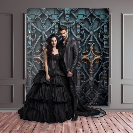 Gothic Moody Zwart & Brons Vierkante Deur Wandkleed