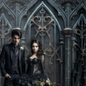 Gothic Moody Zwart & Bronzen Boog Wandkleed