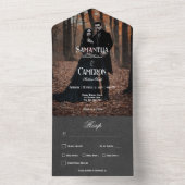 Gothic Moody Zwart Elegant Fotodiner All In One Uitnodiging (Binnen)