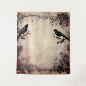 Gothic Moody Zwart Ravens & Roze Rozen Wandkleed (Voorkant)
