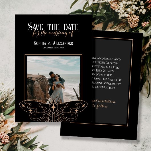 Gothic Moody Zwart Trouwfoto Save The Date