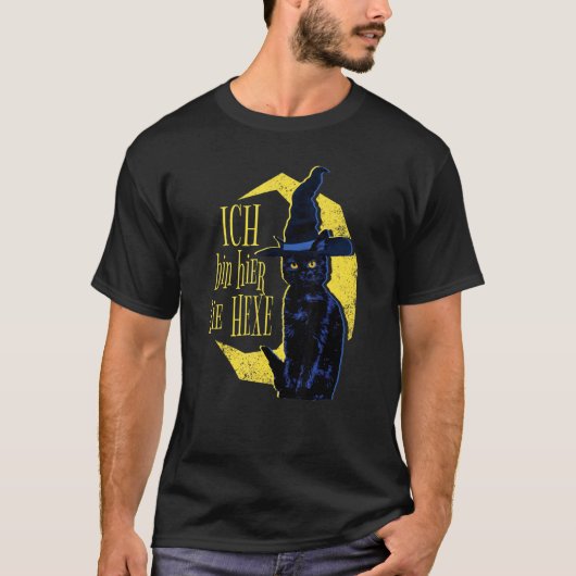 Gothic Moon Cat Ik ben hier de heks T-shirt (Voorkant)