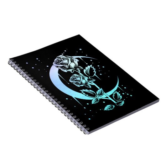 Gothic Moon Flower Crescent Witchy Notitieboek (Rechterzijde)