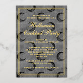 Gothic Moon Halloween Cocktail Party Gold Folie Uitnodiging (Voorkant)