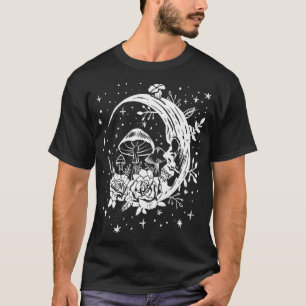 Gothic Moon & Mushrooms, bloemen Punk Witchy T-shirt