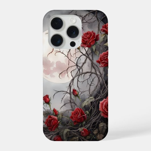 Gothic Moon & Red Rose iPhone Hoesje (Achterkant)