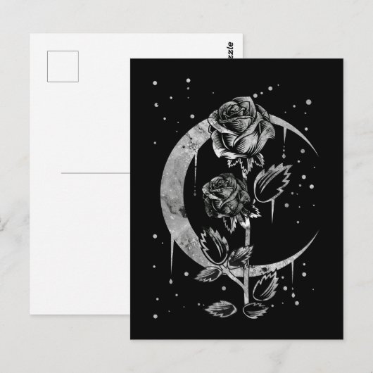Gothic Moon Roos Crescent Witchy Art Briefkaart (Voorkant / Achterkant)