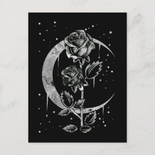 Gothic Moon Roos Crescent Witchy Art Briefkaart